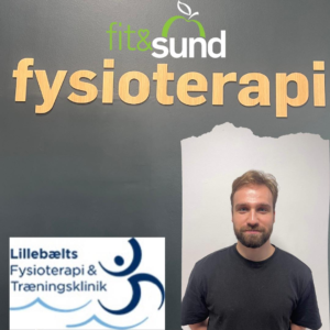 Lillebælts Fysioterapis logo og Mathias og Fit og Sund Fysioterapi
